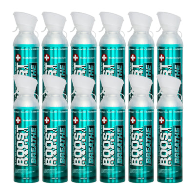 Boost Oxygen Natural 10 Liter Pure Oxygen Canister, Menthol Eucalyptus (12 Pack)