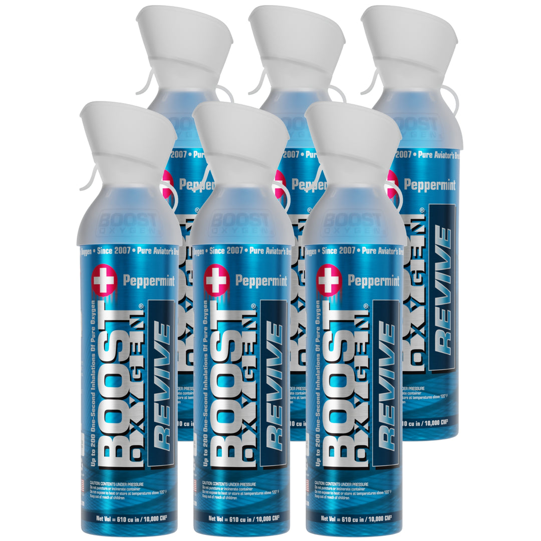 Boost Oxygen Natural Portable 10 Liter Pure Oxygen Canister, Peppermint (6 Pack) - VMInnovations