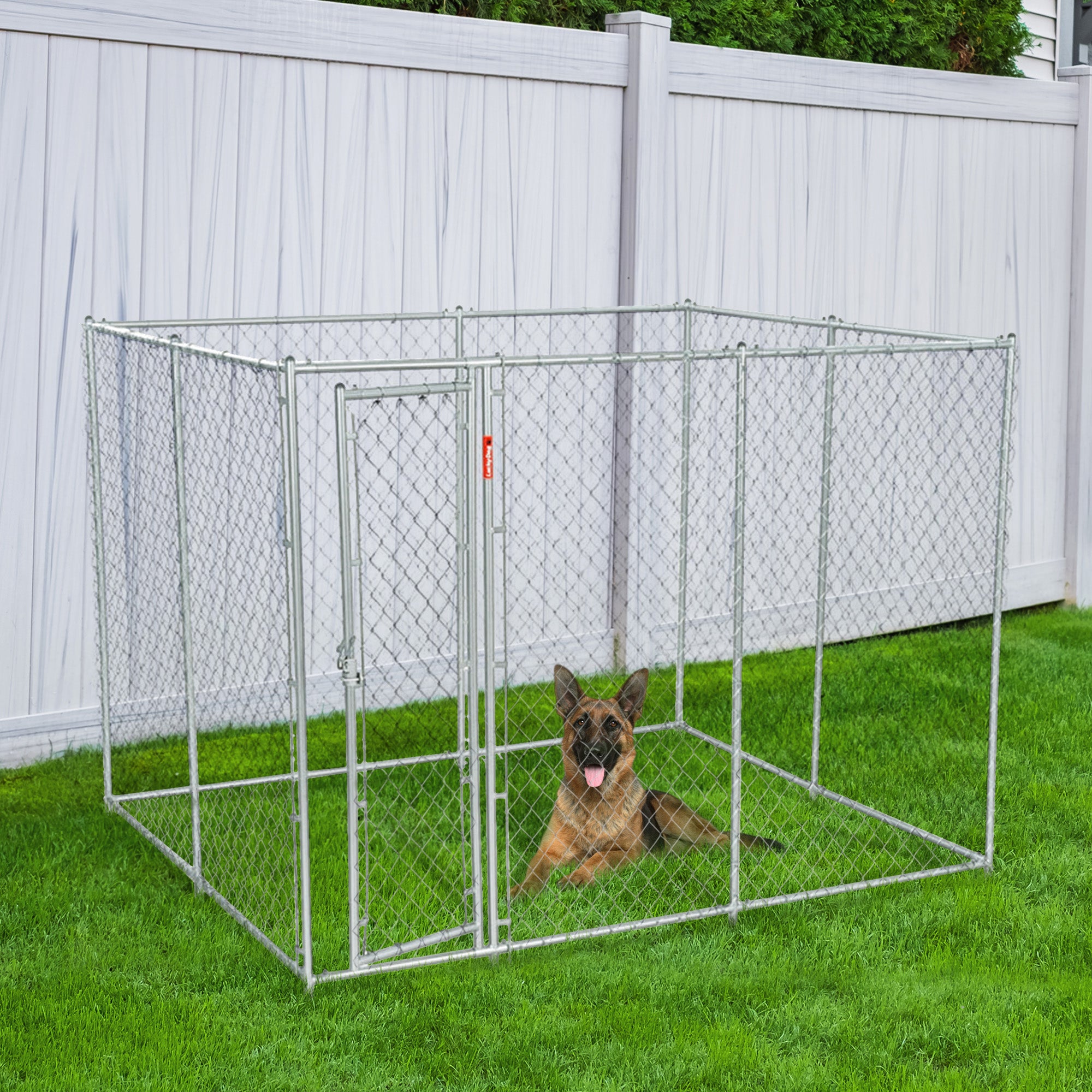 Lucky Dog 10 x 5 x 6 Heavy Duty Chain Link Dog Kennel Enclosure (Open Box) - VMInnovations