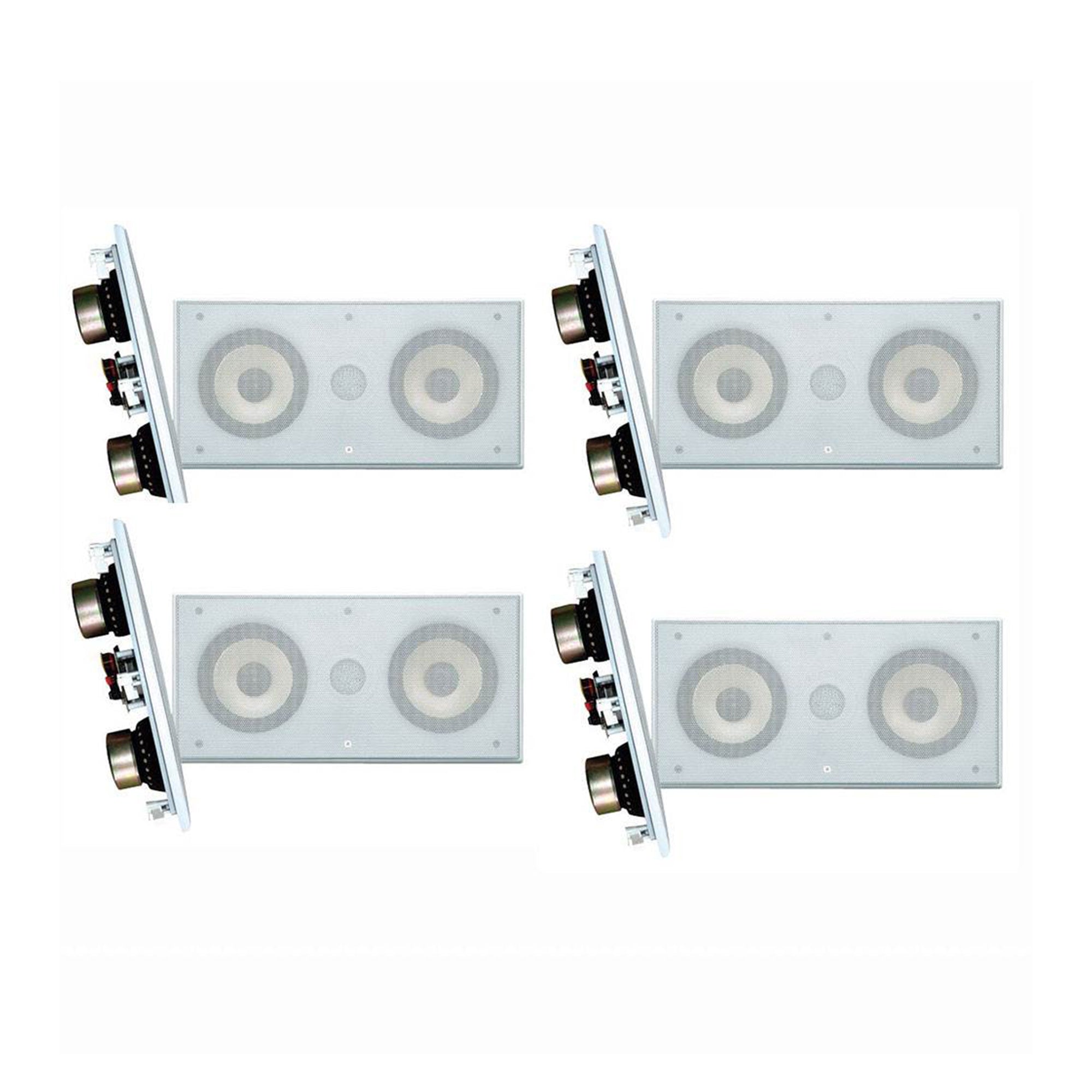 PyleHome Dual 5.25 Inch 300W Wall/Ceiling Mount 2-Way Speaker, White (4 Pack)