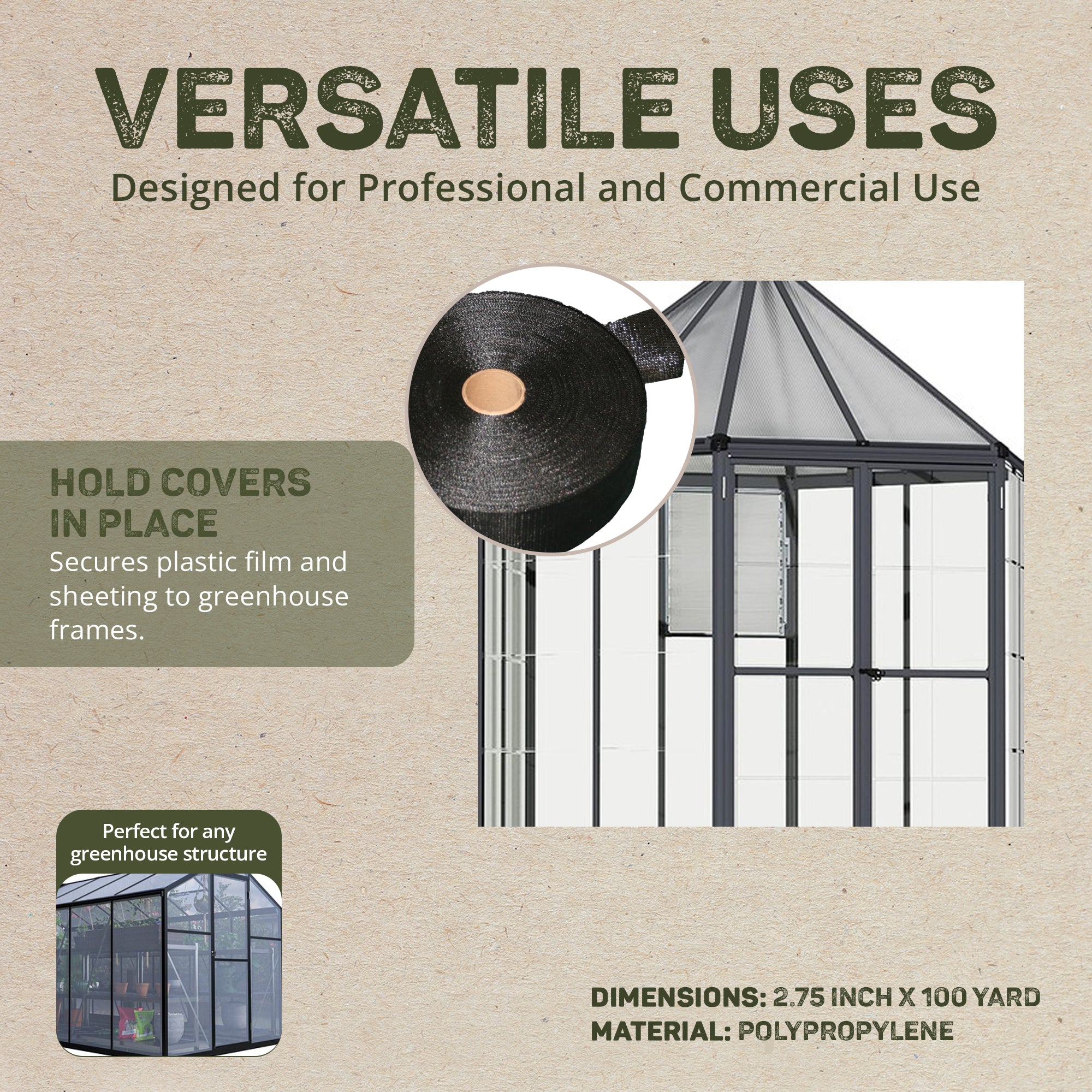 DeWitt 100 Yard x 2.75" Greenhouse Wood Framing Batten Tape (Open Box) - VMInnovations