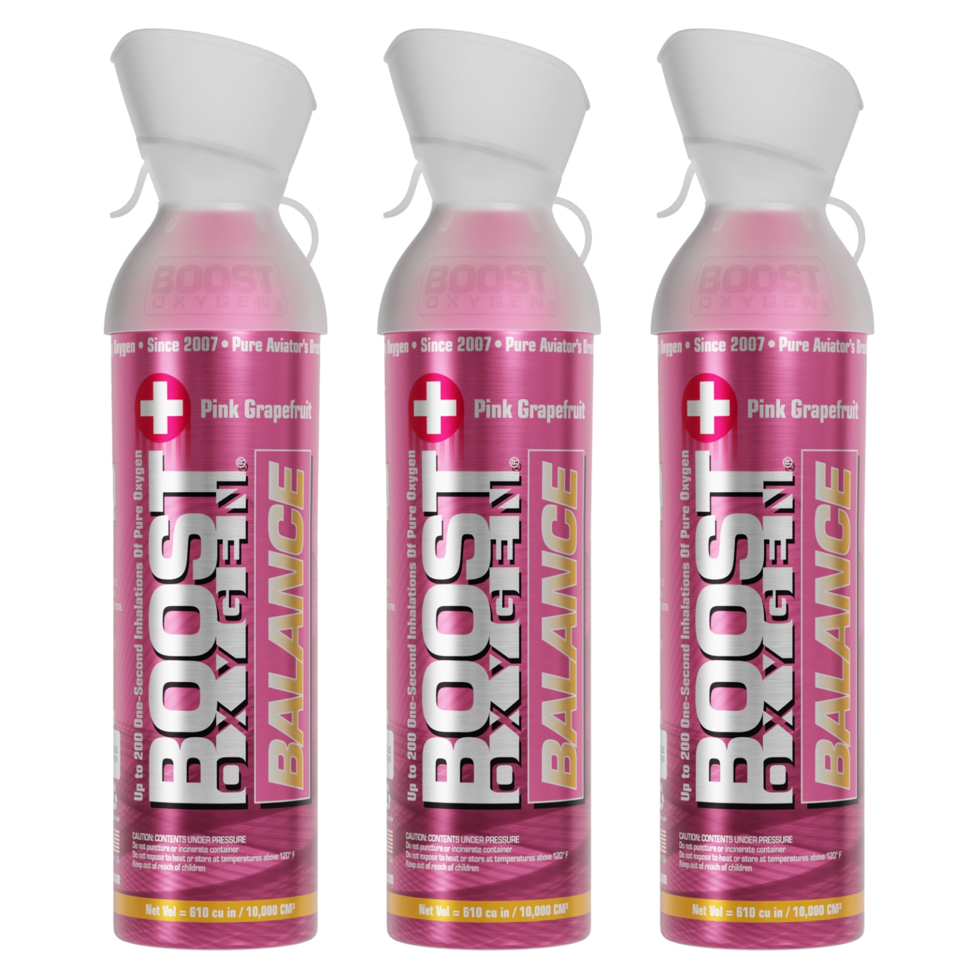 Boost Oxygen Natural Portable 10 Liter Pure Oxygen Canister, Grapefruit (3 Pack)