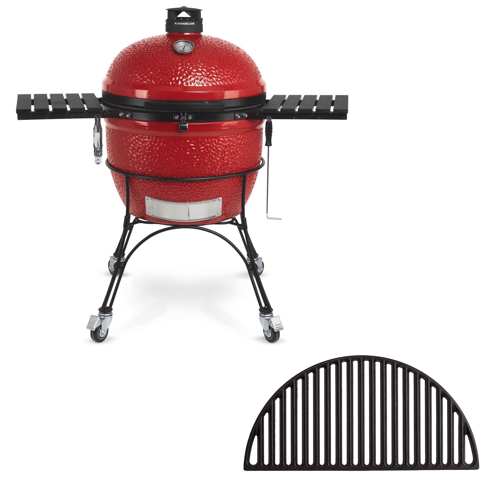 Kamado Joe Big Joe II Ceramic Charcoal Grill and Half Moon Cast Iron Grill Grate