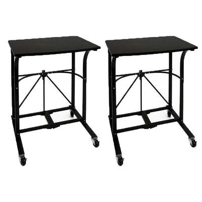 Origami Group Easy To Move Steel 4 Locking Wheel Foldable Trolley Table (2 Pack)