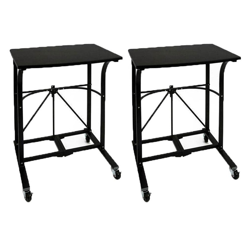 Origami Group Easy To Move Steel 4 Locking Wheel Foldable Trolley Table (2 Pack)
