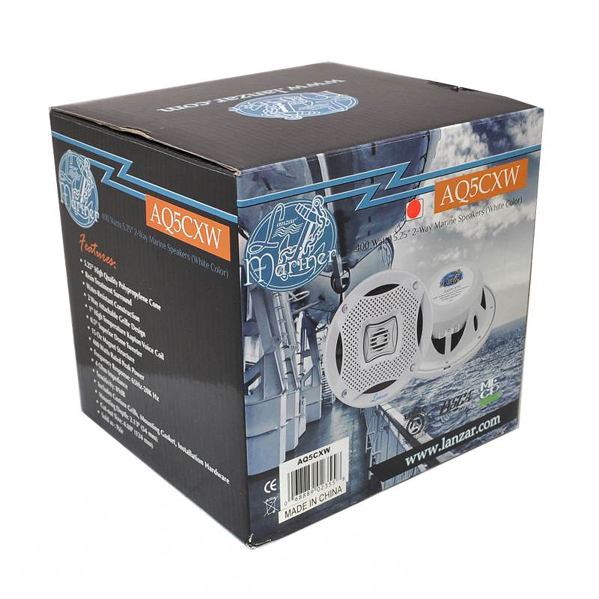 Lanzar AQ5CXW 5.25" 400W 2-Way Marine Boat Speakers White 400 Watts (24 Pack)