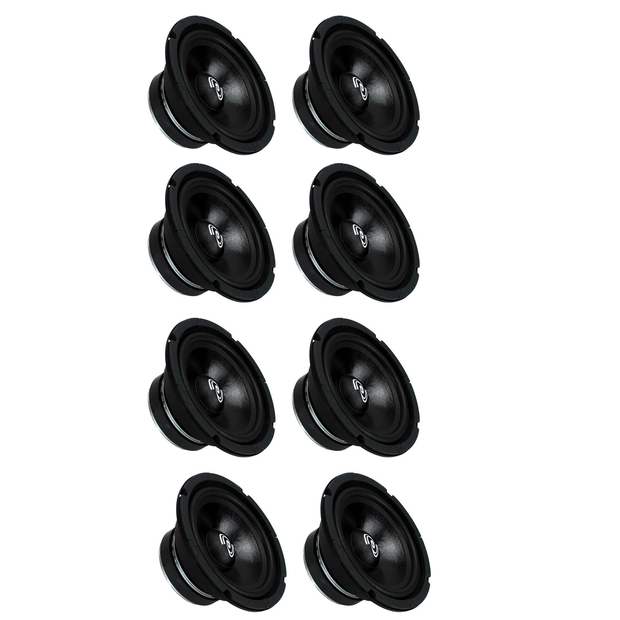 Pyle PDMR6 6.5" 300W Car Mid Bass MidRange Woofer Audio Speaker, Black (8 Pack) - VMInnovations