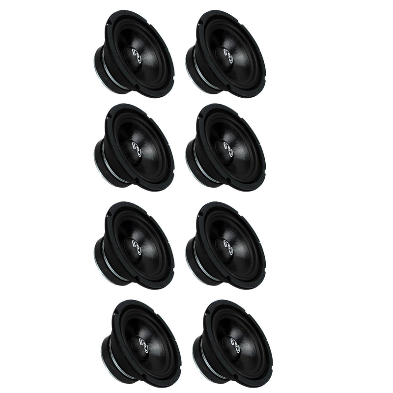 Pyle PDMR6 6.5" 300W Car Mid Bass MidRange Woofer Audio Speaker, Black (8 Pack)