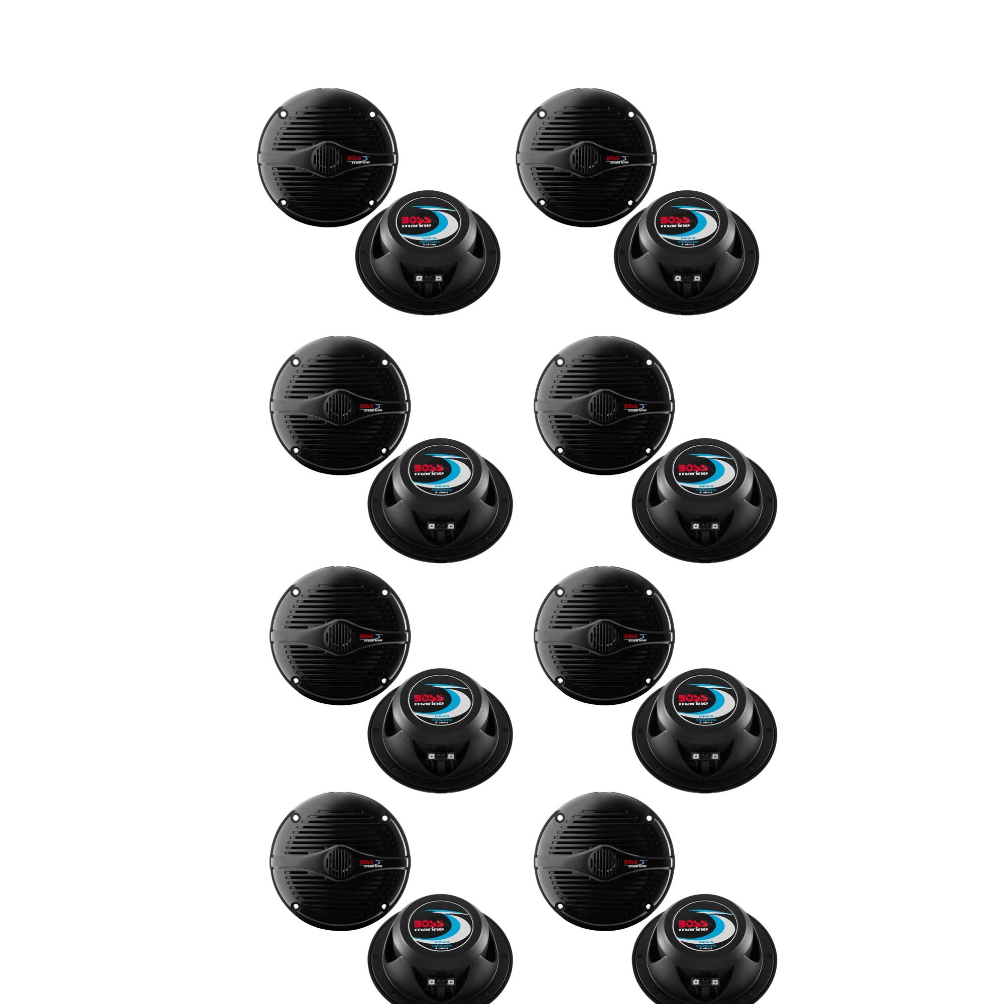 BOSS MR50B 5.25" 2-Way 150W Marine/Boat Car Coaxial Audio Speakers (16 Pack)