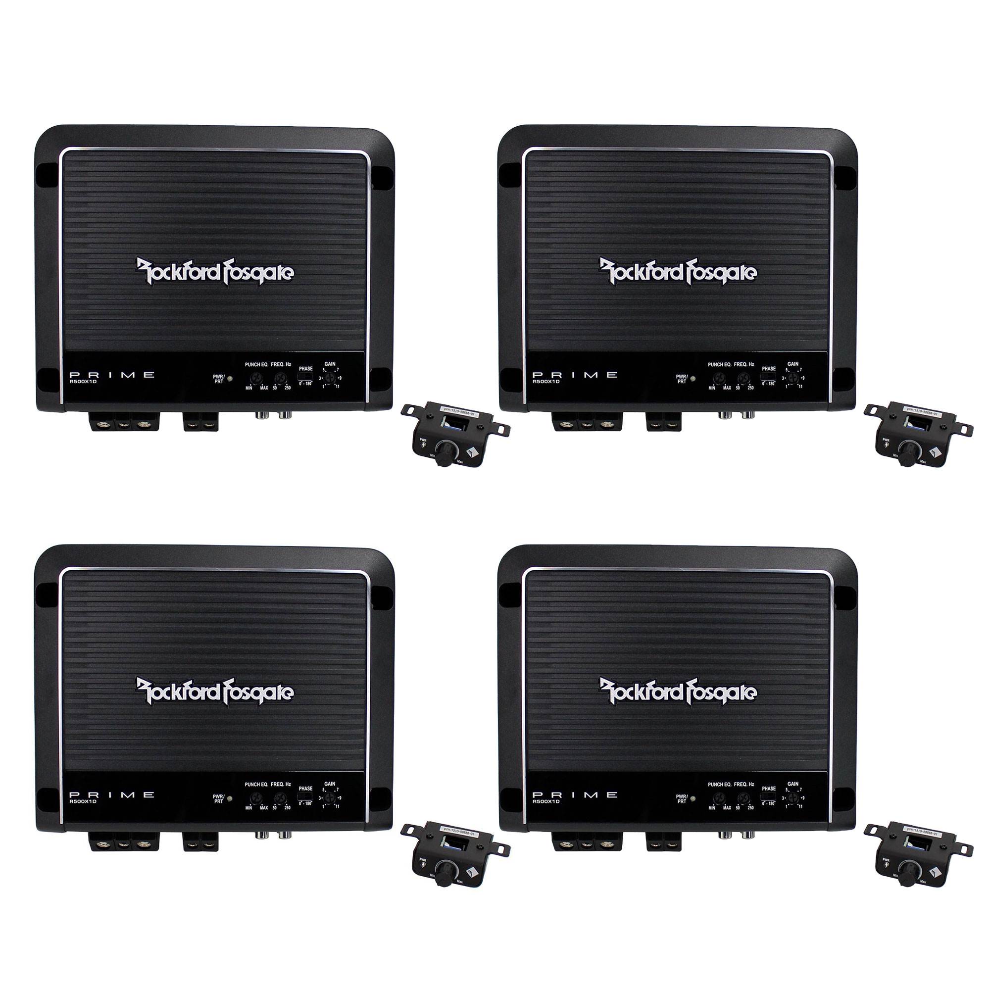 Rockford Fosgate 500 Watt Mono D Power Car Audio Amplifier with Remote (4 Pack)