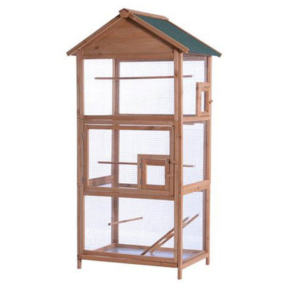 MCombo 70 Inch Outdoor Vertical Wood Aviary Bird Cage Parrot & Macaw Play House
