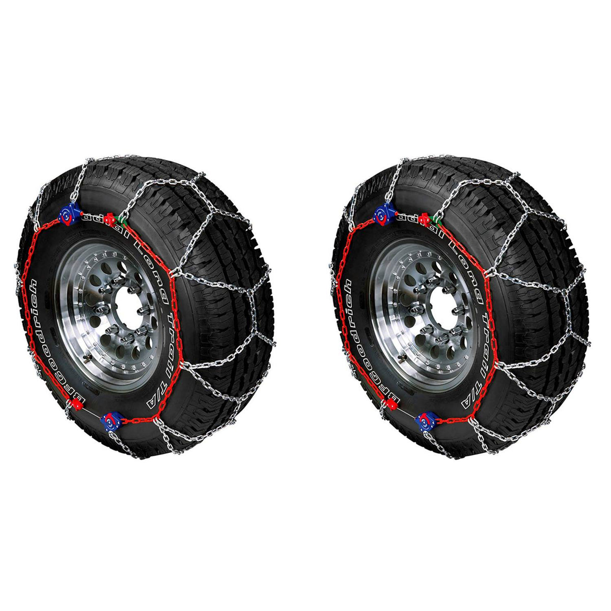 Auto-Trac Tightening and Centering Winter Snow Tire Traction Chains, 4 Pack