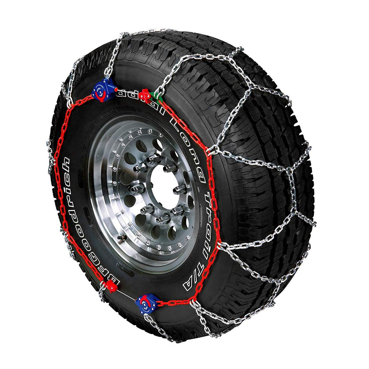 Auto-Trac Tightening and Centering Winter Snow Tire Traction Chains, 4 Pack