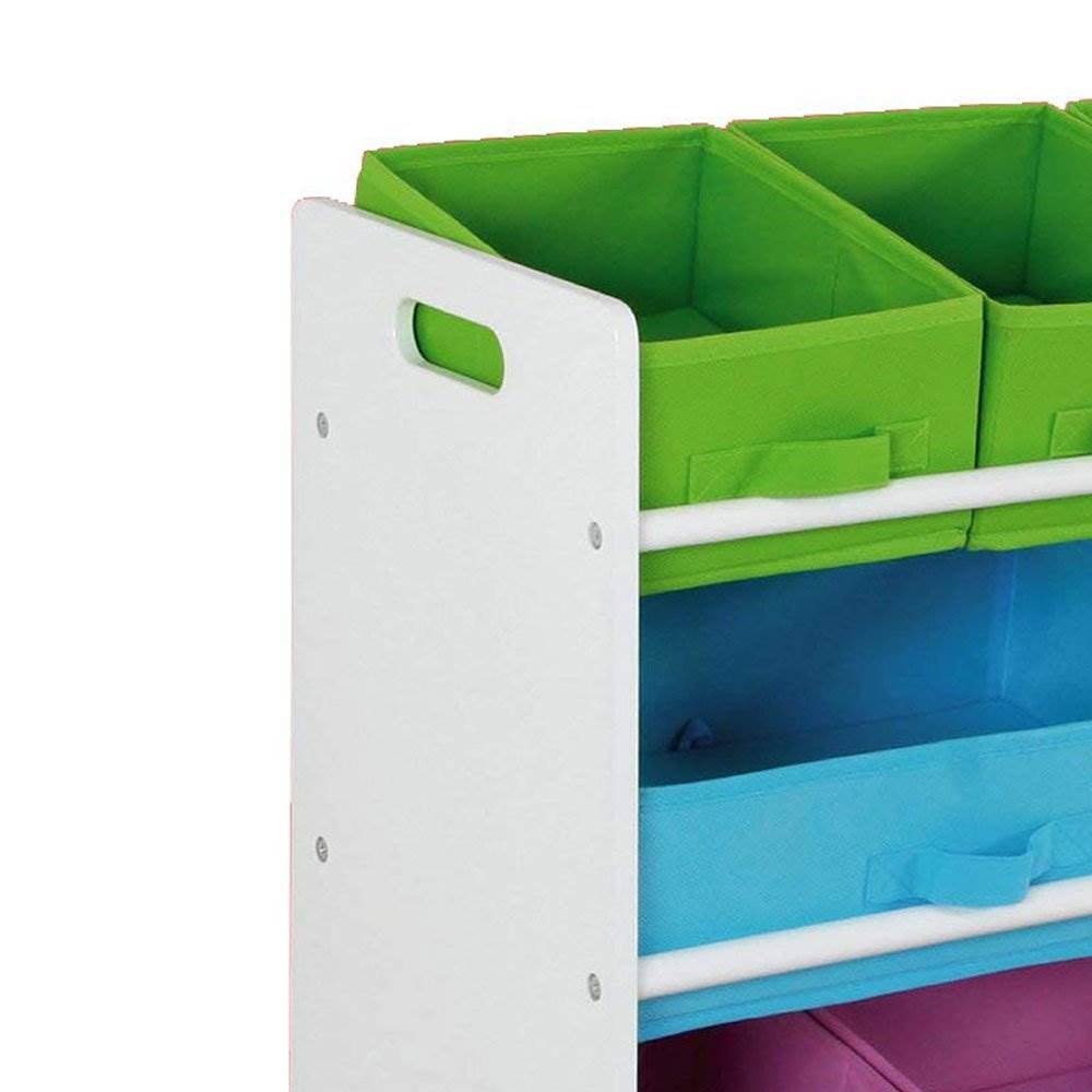 Home Basics Kid Furniture Storage Organization Shelf w/ 9 Bins, White (12 Pack) - VMInnovations
