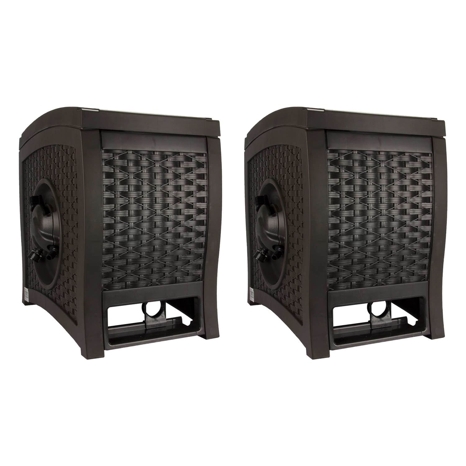 New Suncast 125 Ft Garden Yard Hose Wicker Reel Touch and Go - Mocha (2 Pack)