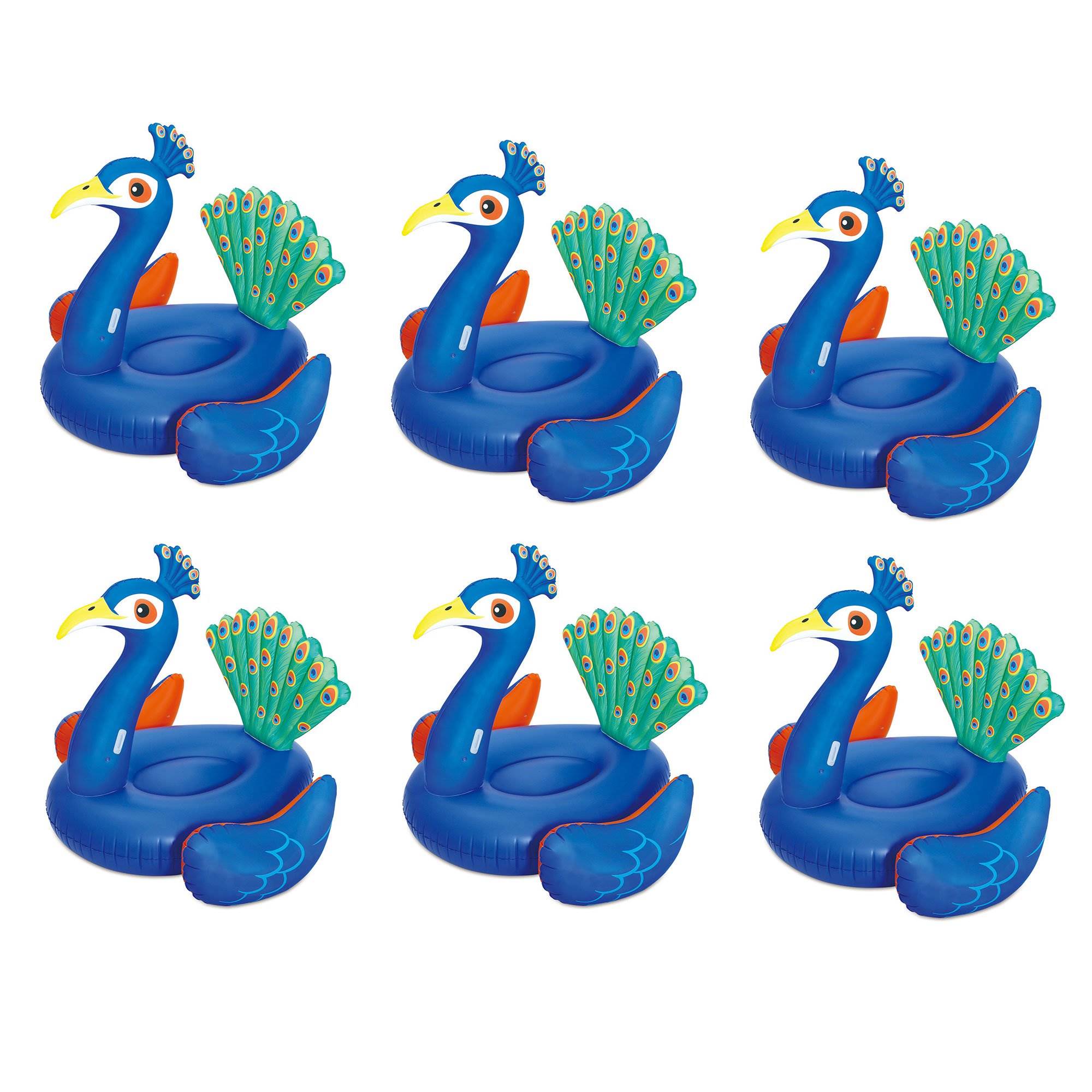 Summer Waves Giant Peacock Ride On Inflatable Swimming Pool Float Raft (6 Pack)