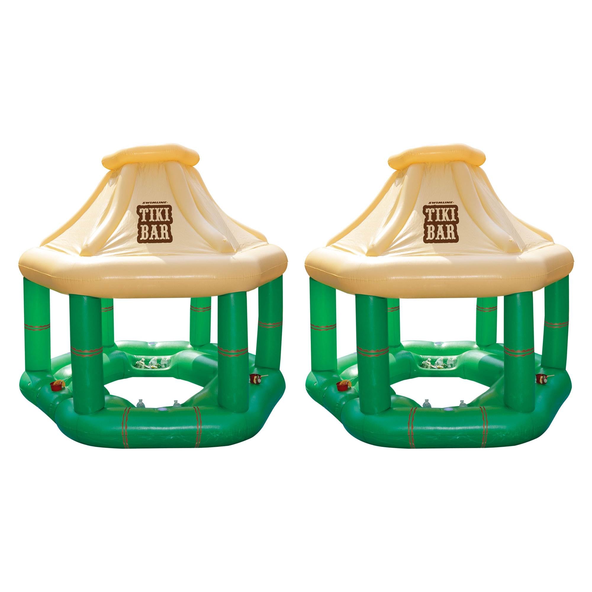 Swimline Pool Party Inflatable Floating Tiki Swim Up Bar with Coolers (2 Pack)