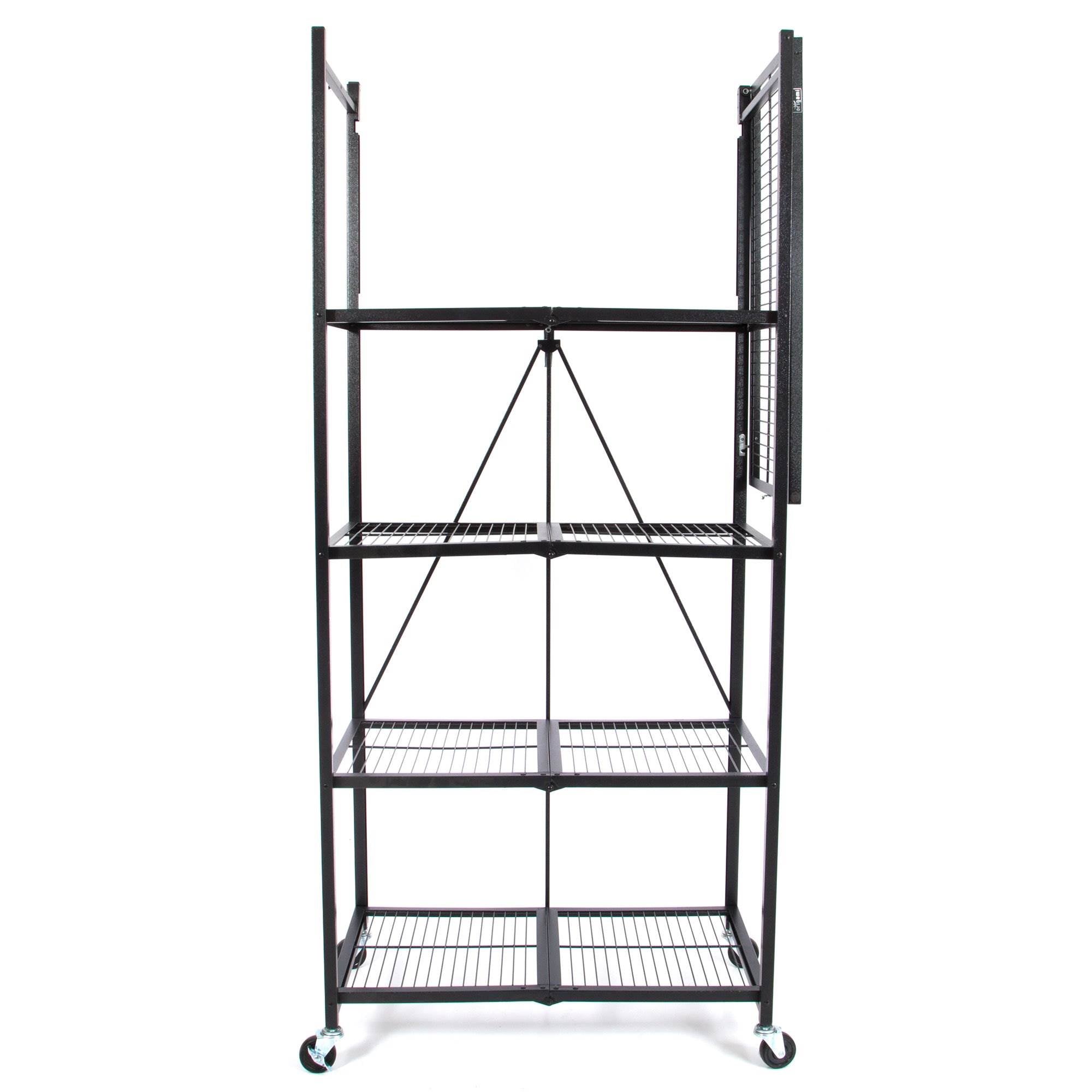 Origami Large Wheeled 5-Shelf Folding Steel Wire Shelving, Black (Used)