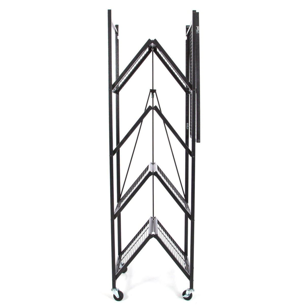 Origami Large Wheeled 5-Shelf Folding Steel Wire Shelving, Black (Open Box)