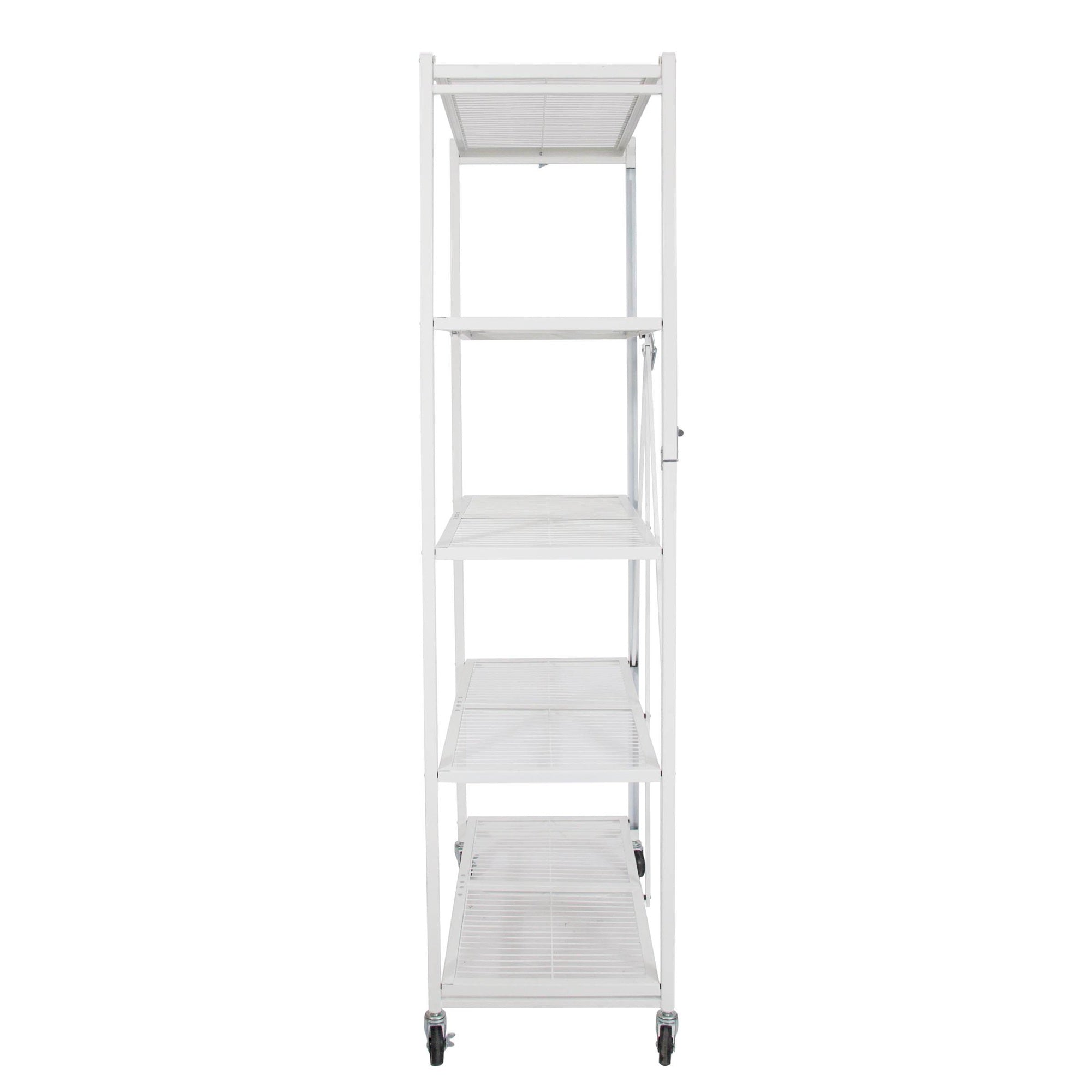 Origami Large Wheeled 5-Shelf Folding Steel Wire Shelving, White (Used) - VMInnovations
