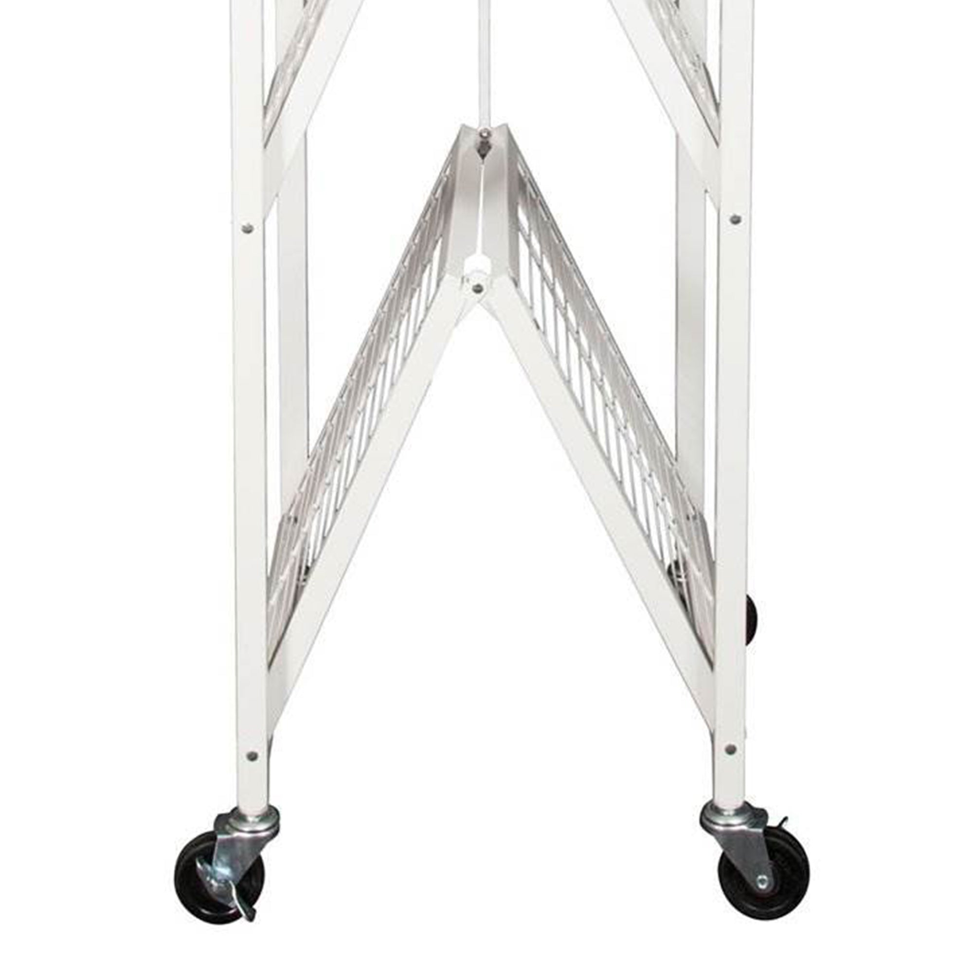 Origami Large Wheeled 5-Shelf Folding Steel Wire Shelving, White (Used) - VMInnovations