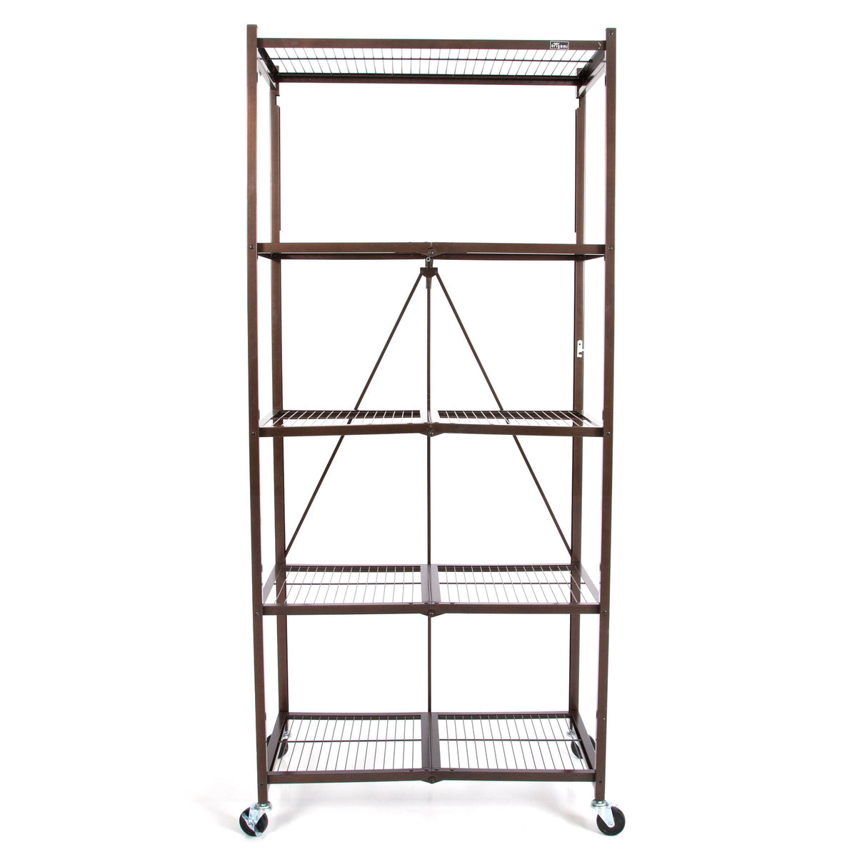 Origami Large Wheeled 5-Shelf Folding Steel Wire Shelving, Bronze (Damaged)