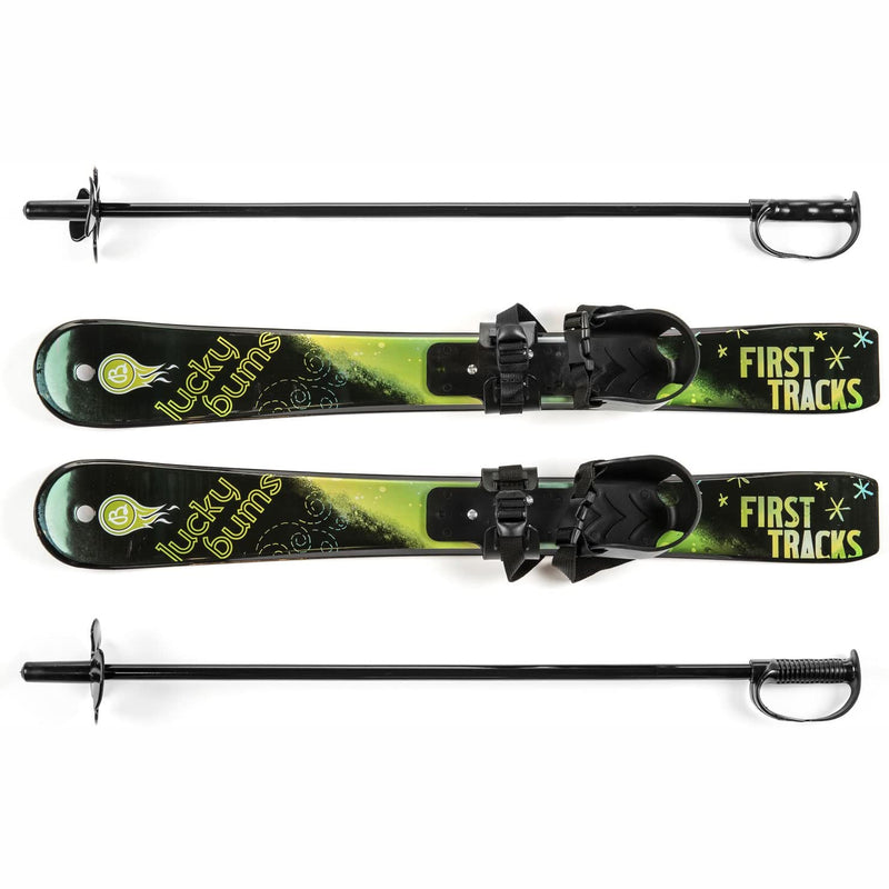 Lucky Bums Kids Beginner Snow Skis w/ Adjustable Bindings, Green (Open Box)
