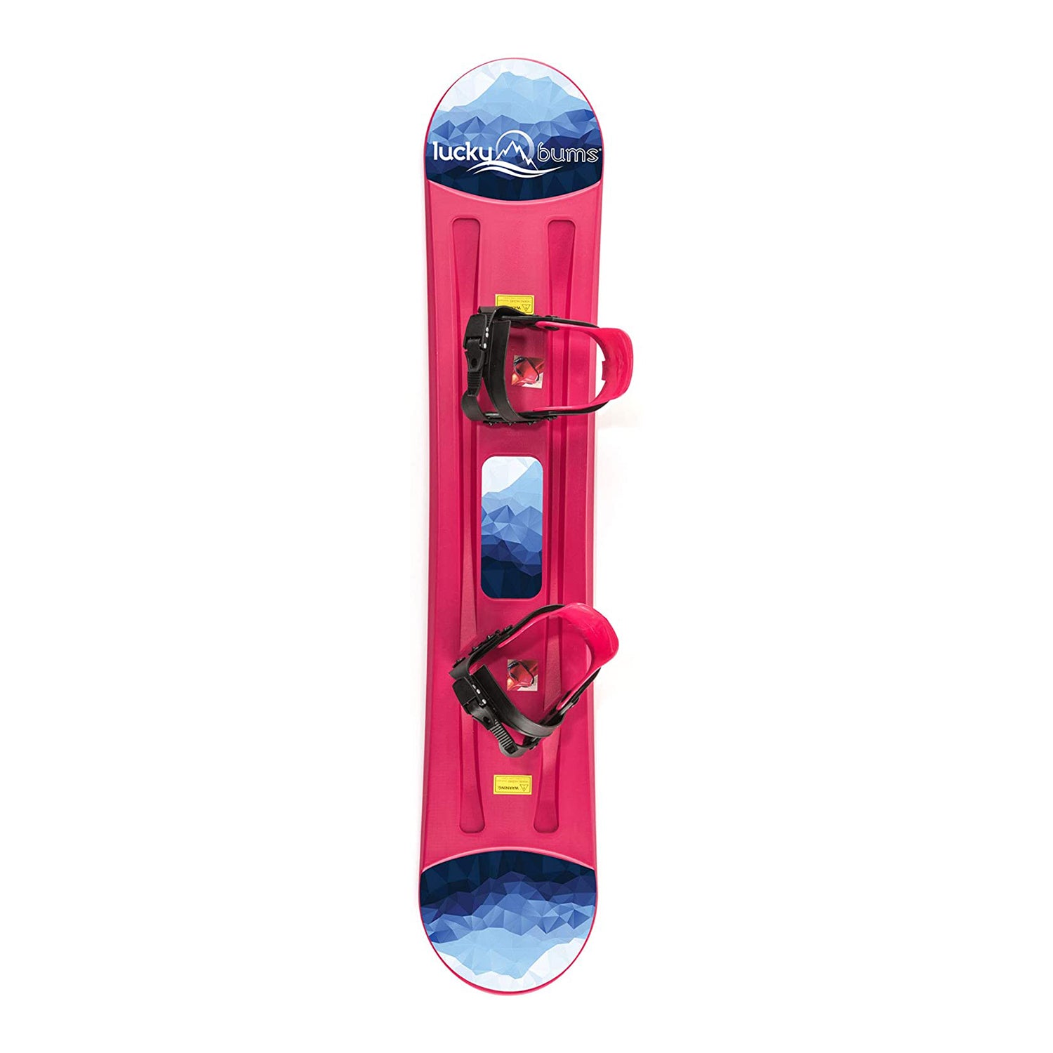 Lucky Bums 120cm Youth Kids Plastic Snowboard with Adjustable Bindings, Pink