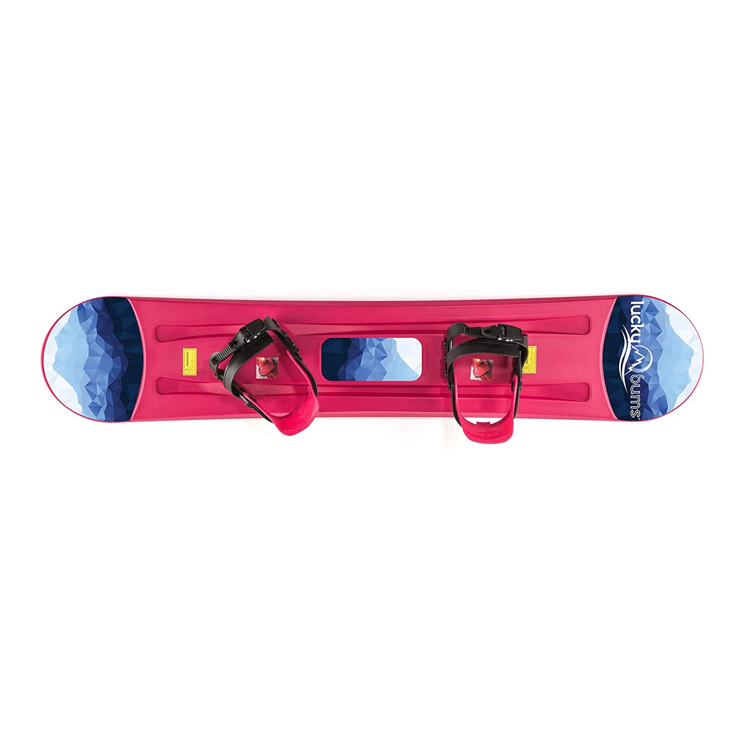 Lucky Bums 120cm Youth Kids Plastic Snowboard with Adjustable Bindings, Pink