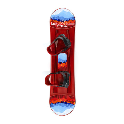 Lucky Bums 120cm Youth Kids Plastic Snowboard with Adjustable Bindings, Red