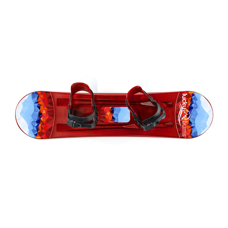 Lucky Bums 120cm Youth Kids Plastic Snowboard with Adjustable Bindings, Red