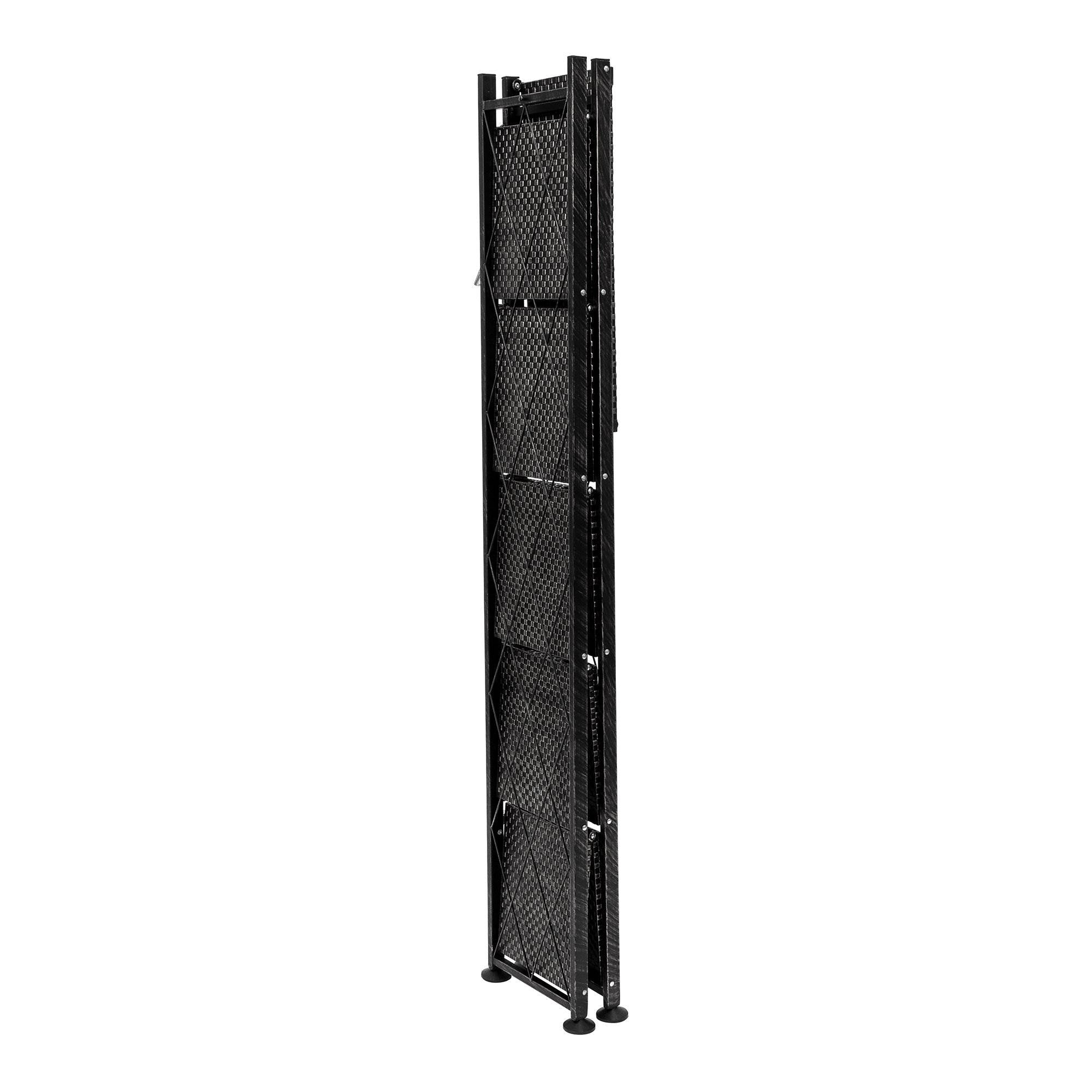 Origami 6 Tier Classic Stamped Steel Bookcase Organizer Storage Rack, Black (Refurbished)
