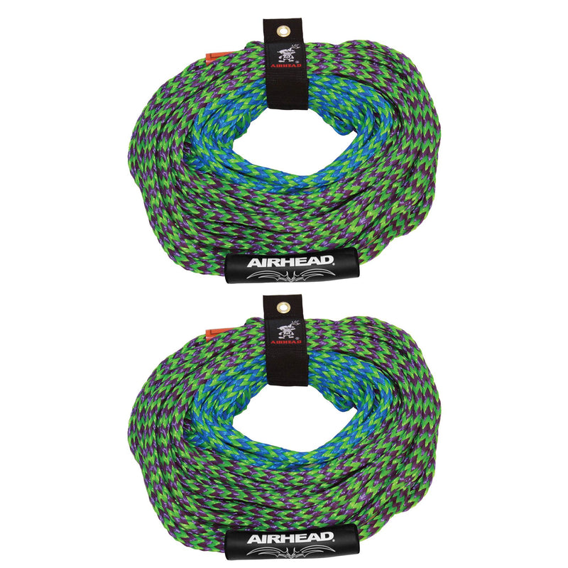 Airhead Boat 2 Section Tube 50-60 Foot Tow Rope for 4 Rider Towables (2 Pack)