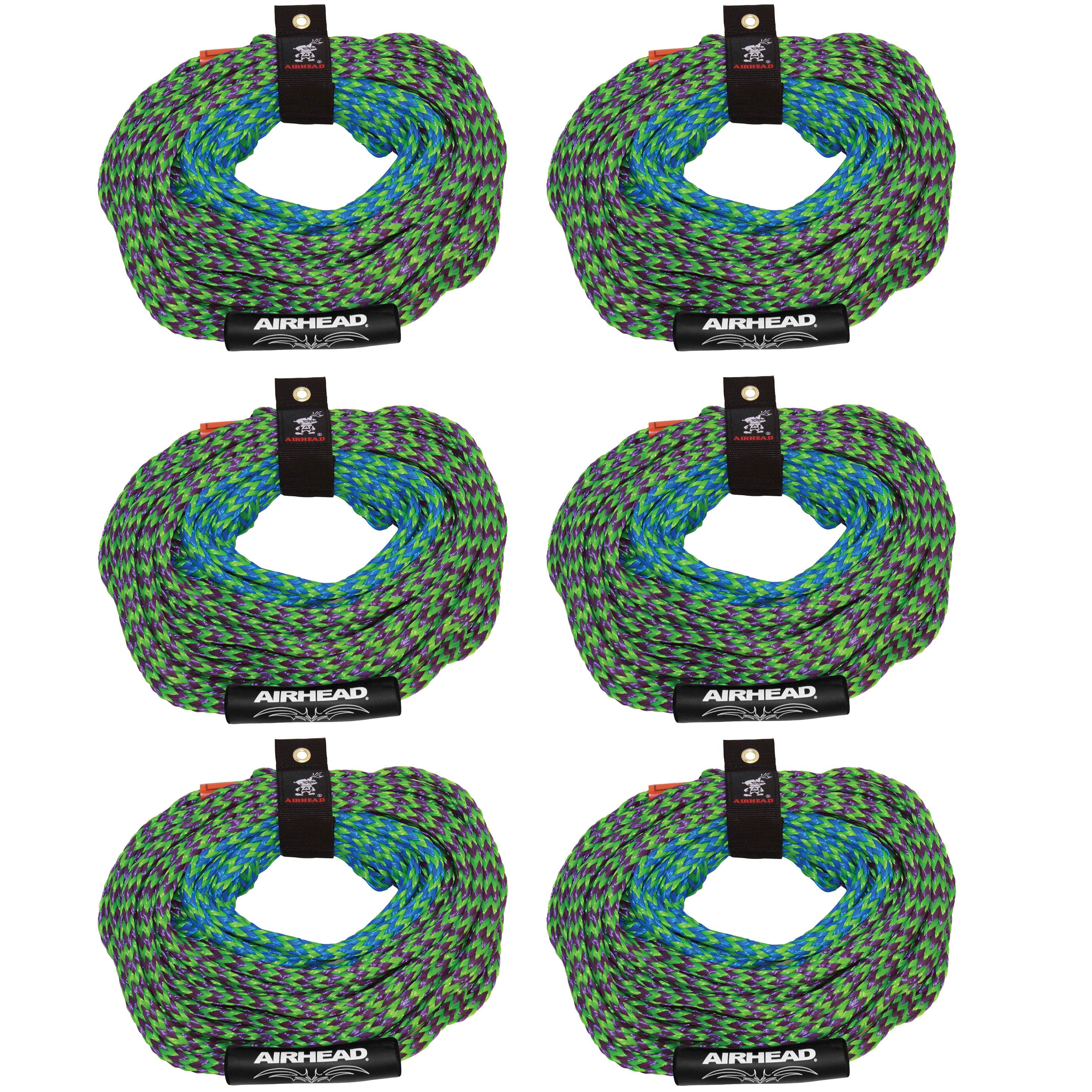 Airhead Boat 2 Section Tube 50-60 Foot Tow Rope for 4 Rider Towables (6 Pack)