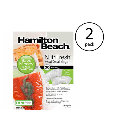 Hamilton Beach NutriFresh Quart Size Heat Seal Vacuum Food Storage Bag (60 Pack)