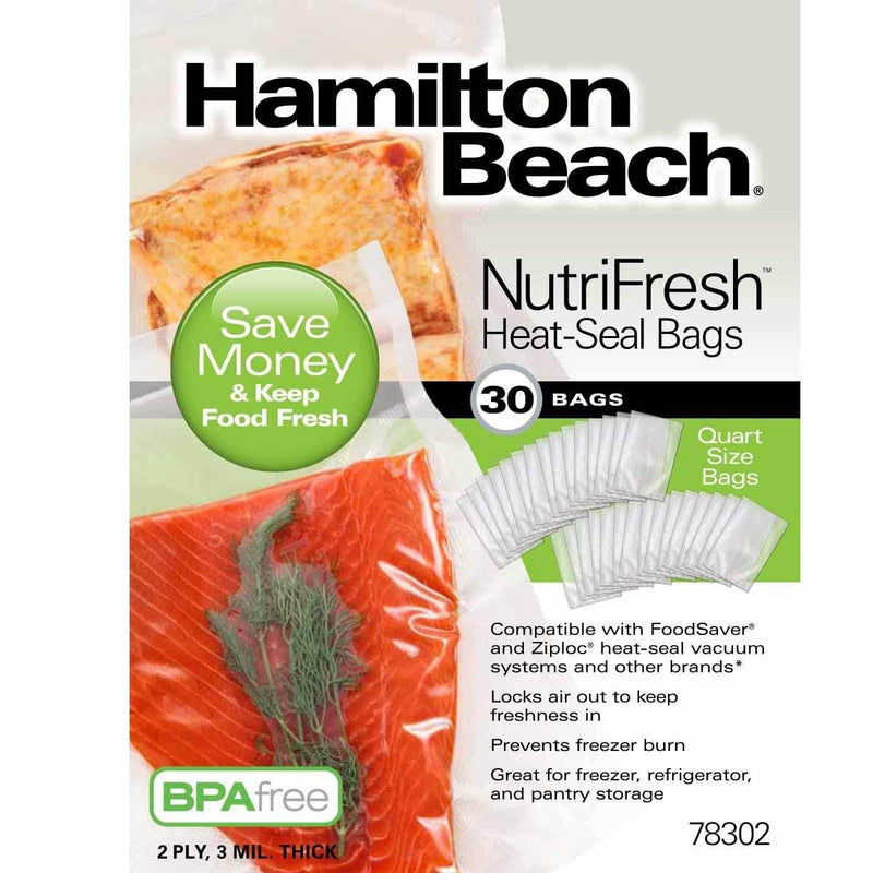 Hamilton Beach NutriFresh Quart Size Heat Seal Vacuum Food Storage Bag (60 Pack)