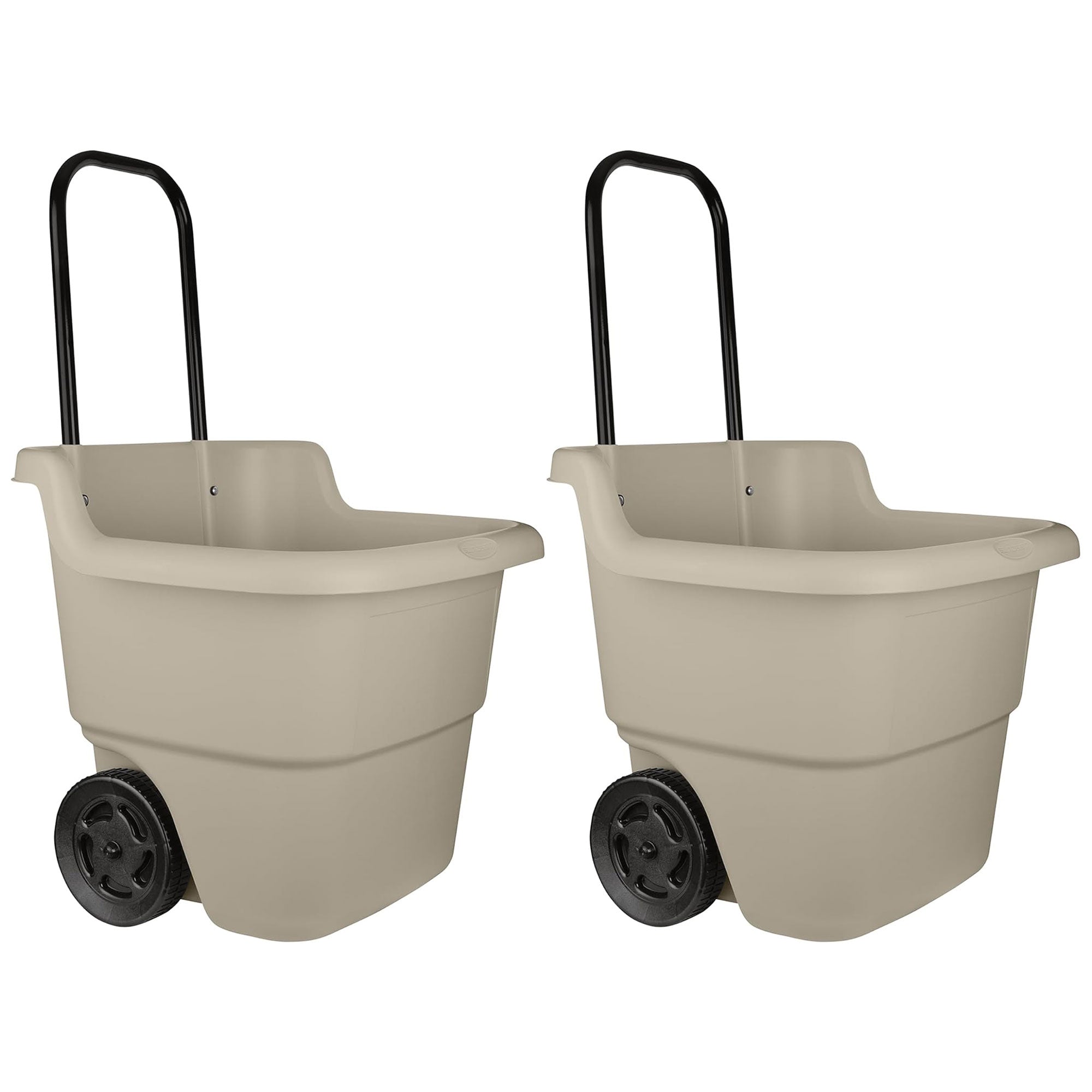 Suncast 15 Gallon Poly Multipurpose Rolling Lawn and Garden Cart, Taupe (2 Pack) - VMInnovations