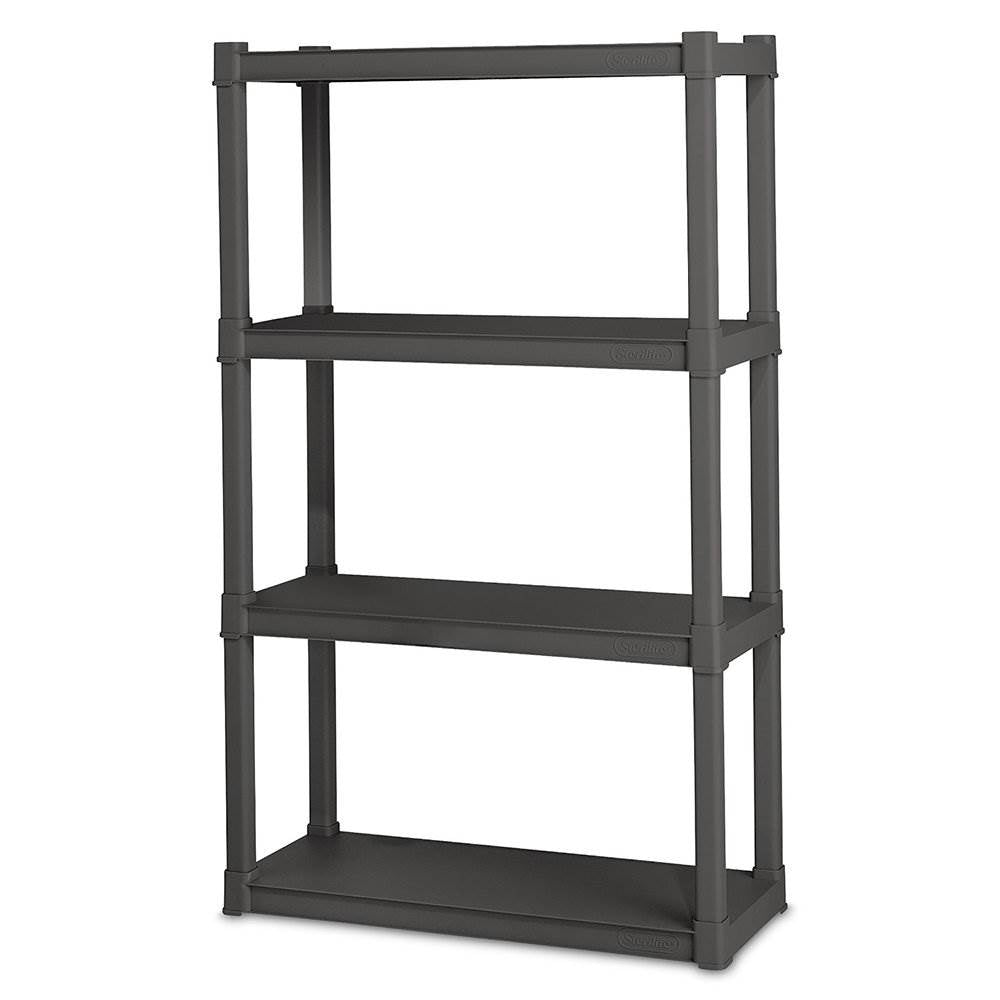 Sterilite 4 Shelf Durable Solid Surface Shelving Unit, Flat Gray (12 Pack)