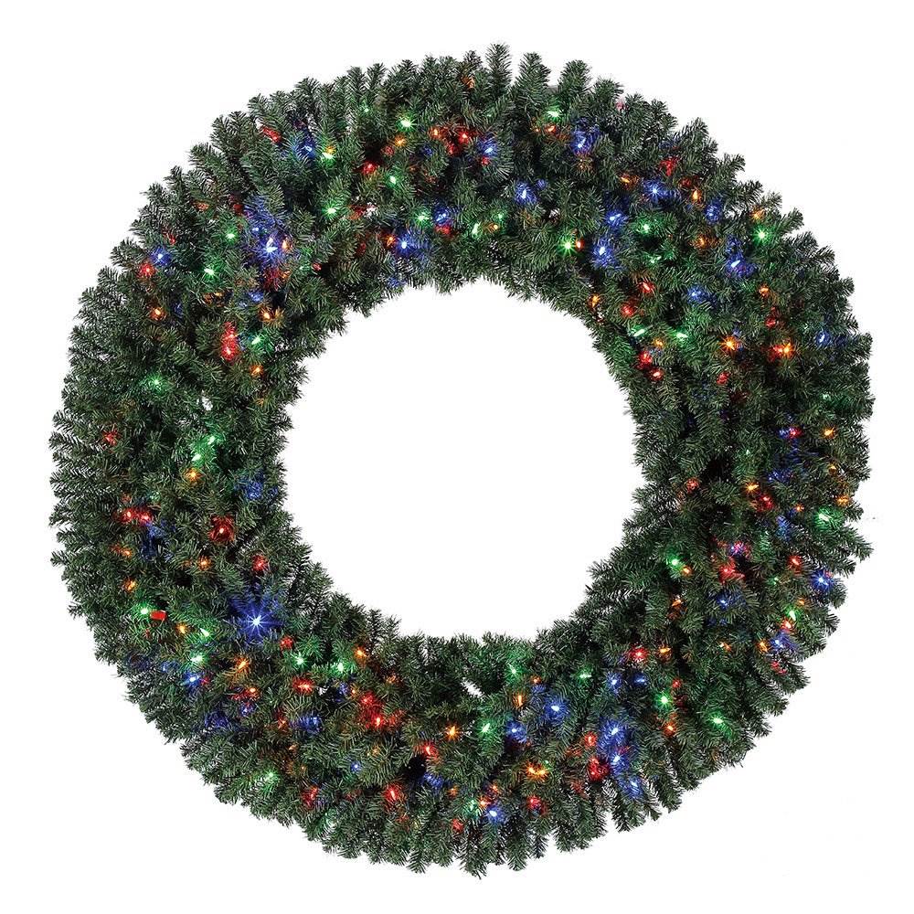 Home Heritage LED Christmas Wreath and 2 Entry Way Artificial Christmas Trees
