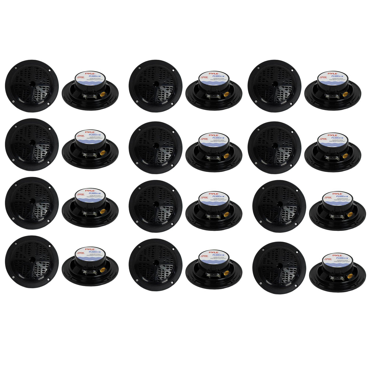 Pyle PLMR41B 4" 100W Dual Cone Waterproof Marine Boat Stereo Speakers (12 Pack)
