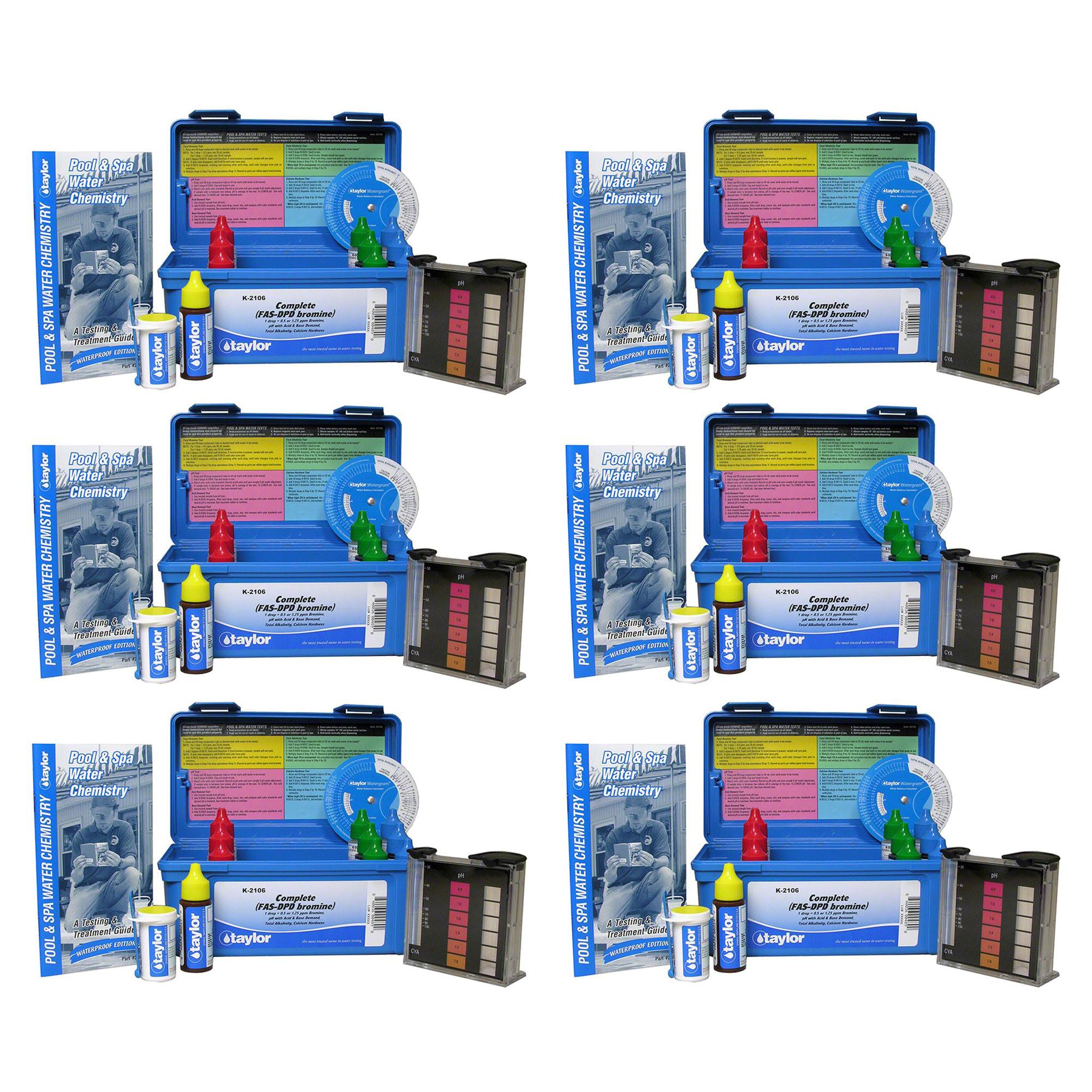 Taylor K-2106 Complete Swimming Pool/Spa FAS-DPD Bromine Water Test Kit (6 Pack)
