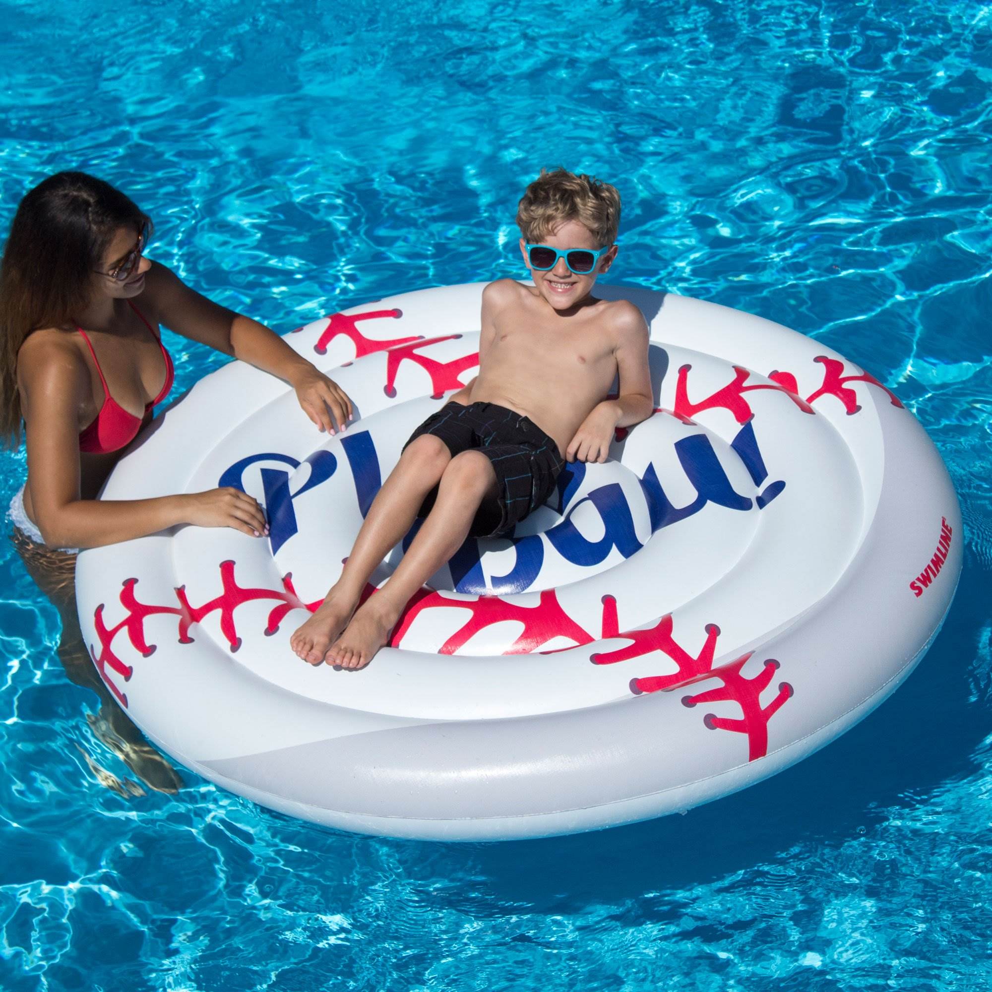 Swimline Giant Baseball Inflatable Swimming Pool Toy Raft Ride On Float (6 Pack)