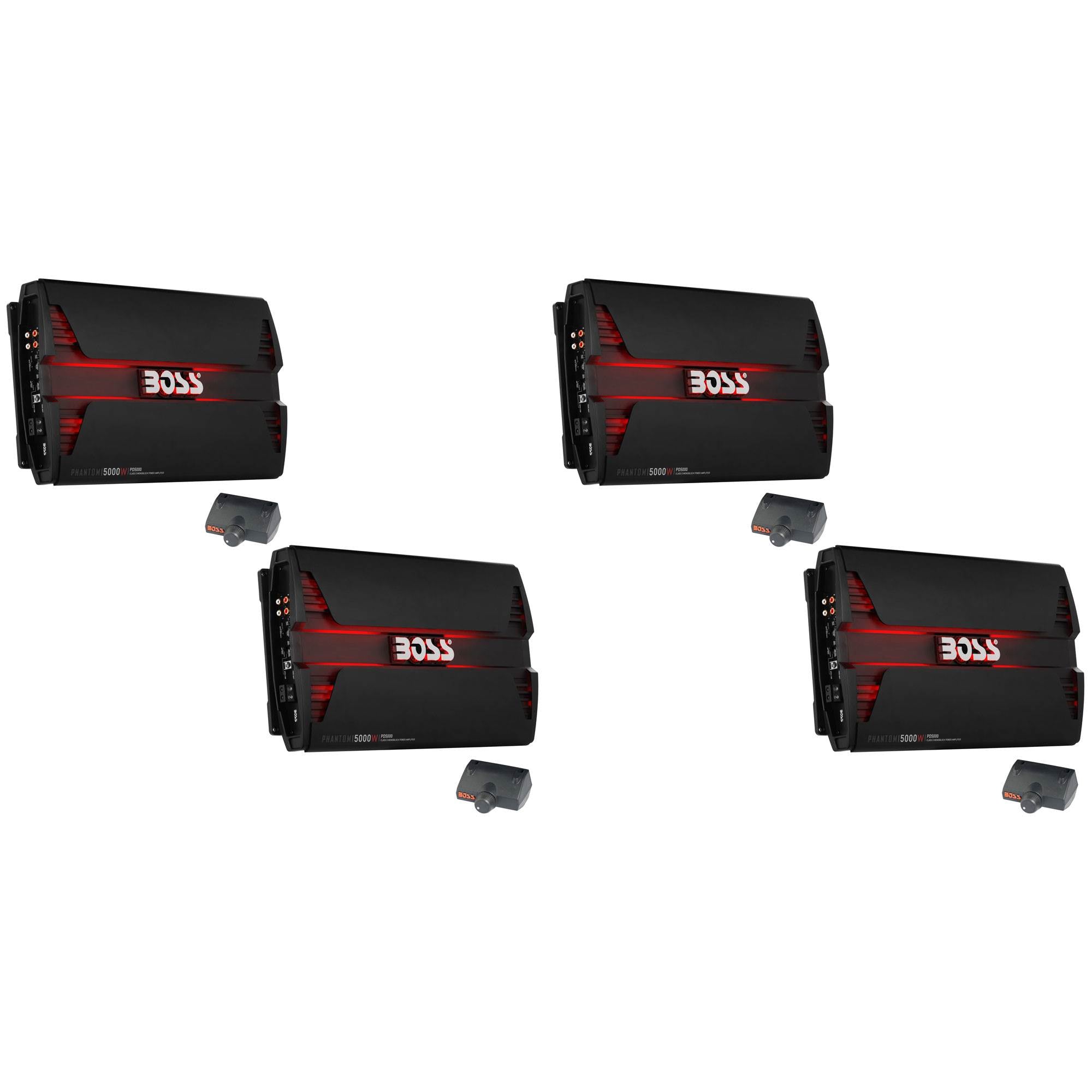 Boss Audio 5000W Mono D Car Audio Amplifier Power LED Amp with Remote (4 Pack)