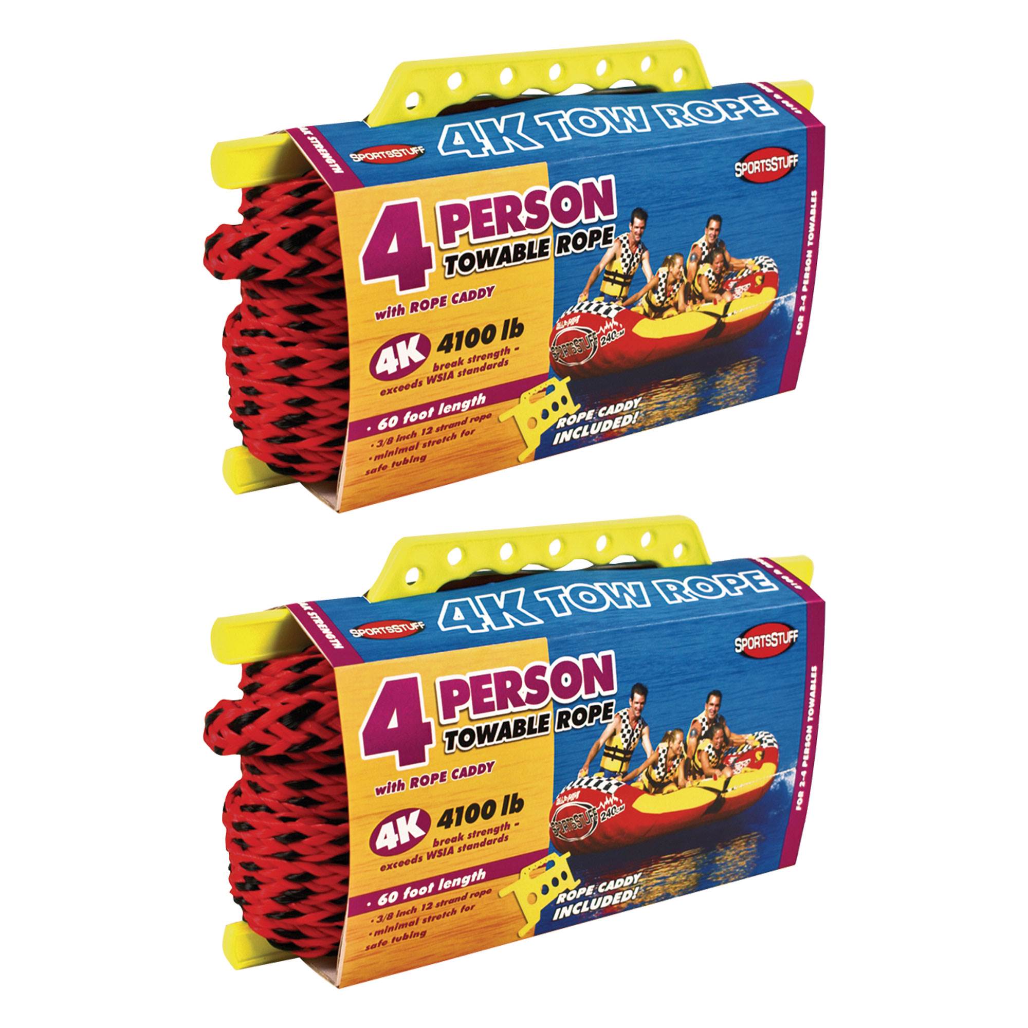 SPORTSSTUFF 57-1532 60 Foot 4,100 Pound Capacity 4 Person Boat Tow Rope (2 Pack)