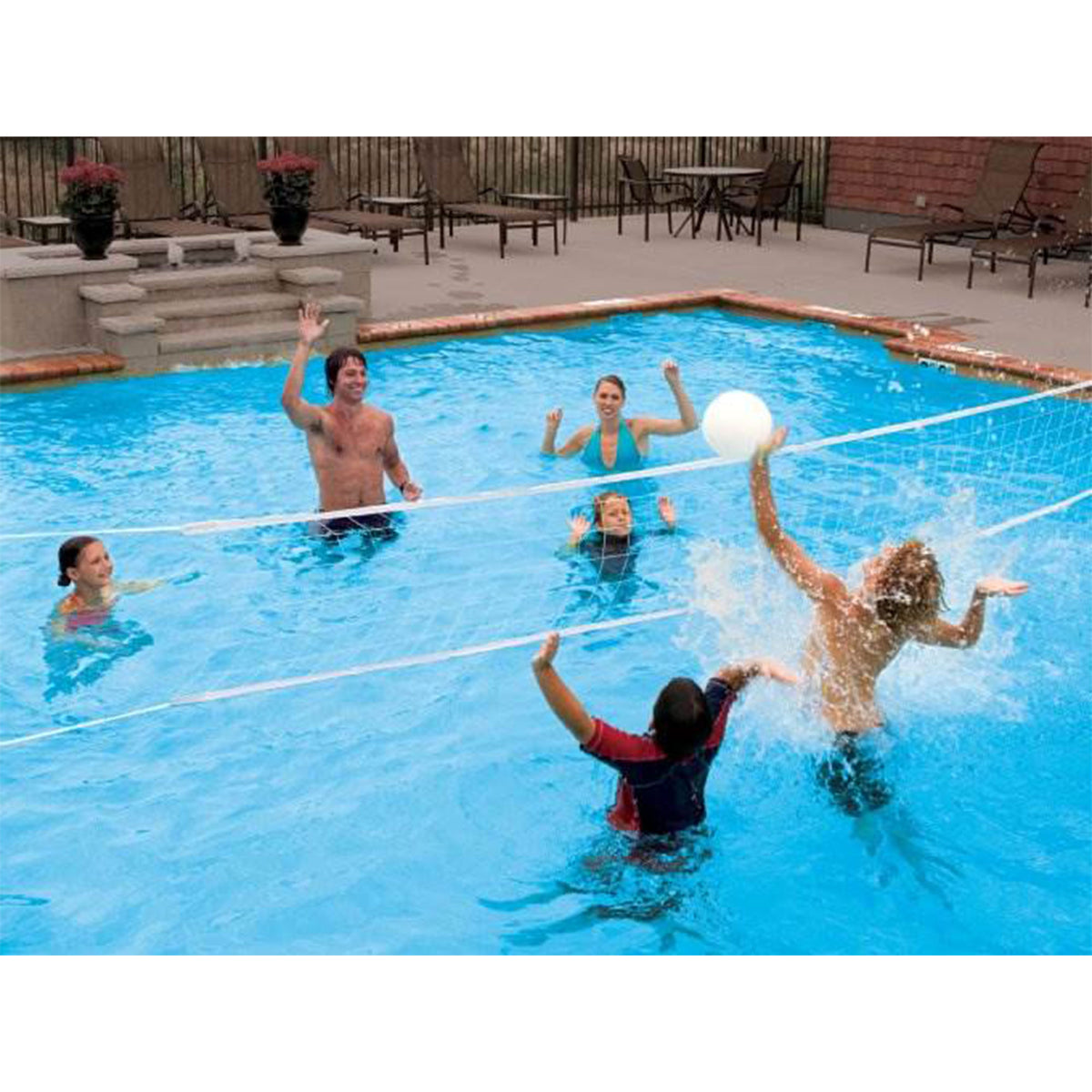 SwimWays Poolside 24' Volleyball Net Swimming Pool Water Game Set (2 Pack)