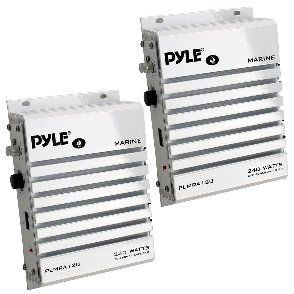 Pyle 240W 2 Channel Marine + Boat Waterproof Amplifier Audio Amplifier (2 Pack)