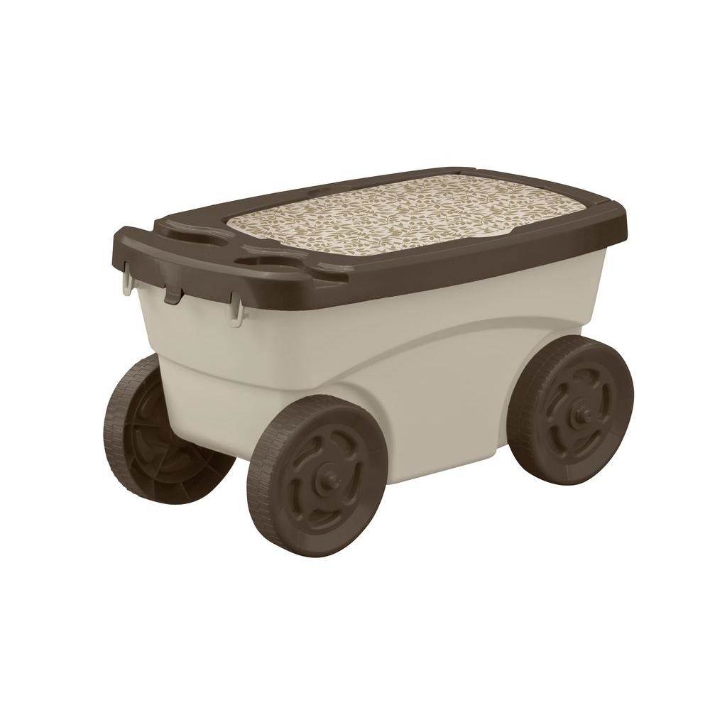 Suncast Portable 12.25 x 13 Inch Resin Multipurpose Garden Cart, Tan (2 Pack)