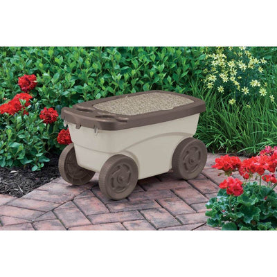 Suncast Portable 12.25 x 13 Inch Resin Multipurpose Garden Cart, Tan (2 Pack)
