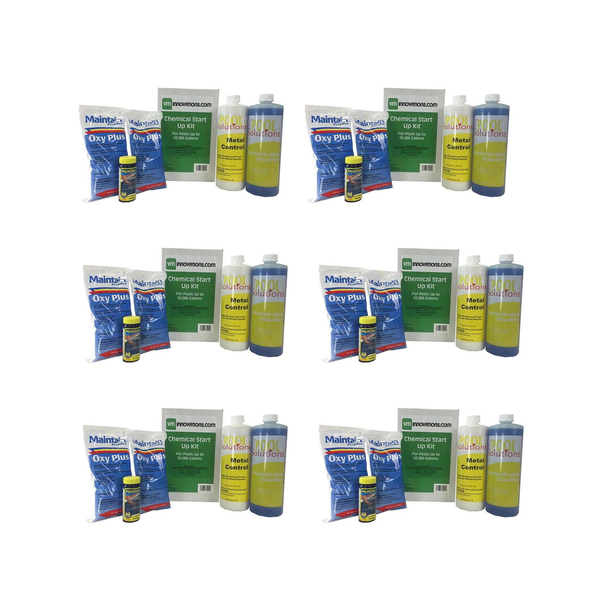 Pool Solutions Swimming 20,000 Gallon Start-Up Chemical Opening Kit (6 Pack)