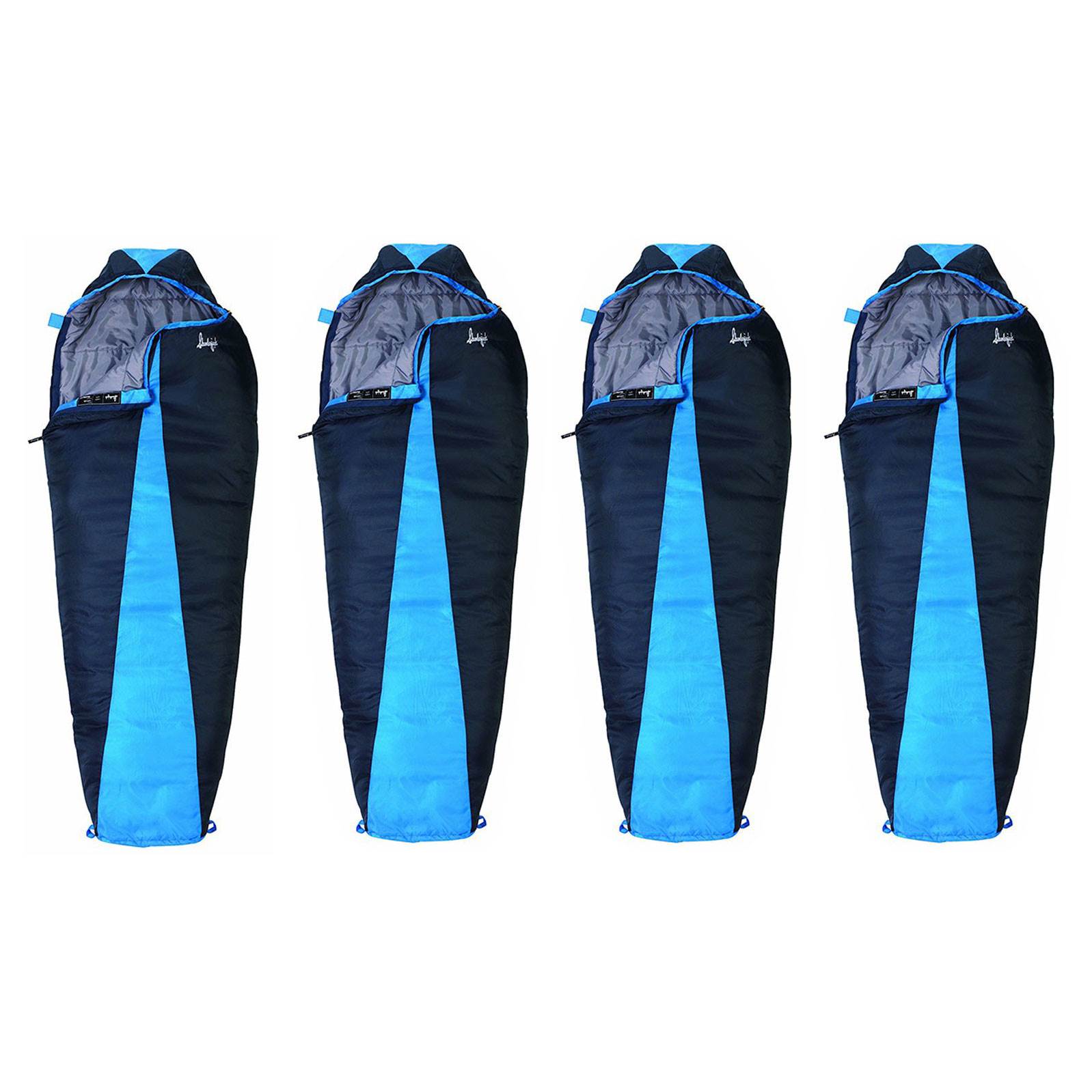 Slumberjack Latitude 40 Degree Polyester Mummy Sleeping Bag, Blue (4 Pack)